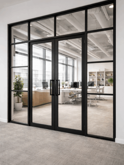 Modern London office with an internal glass partition