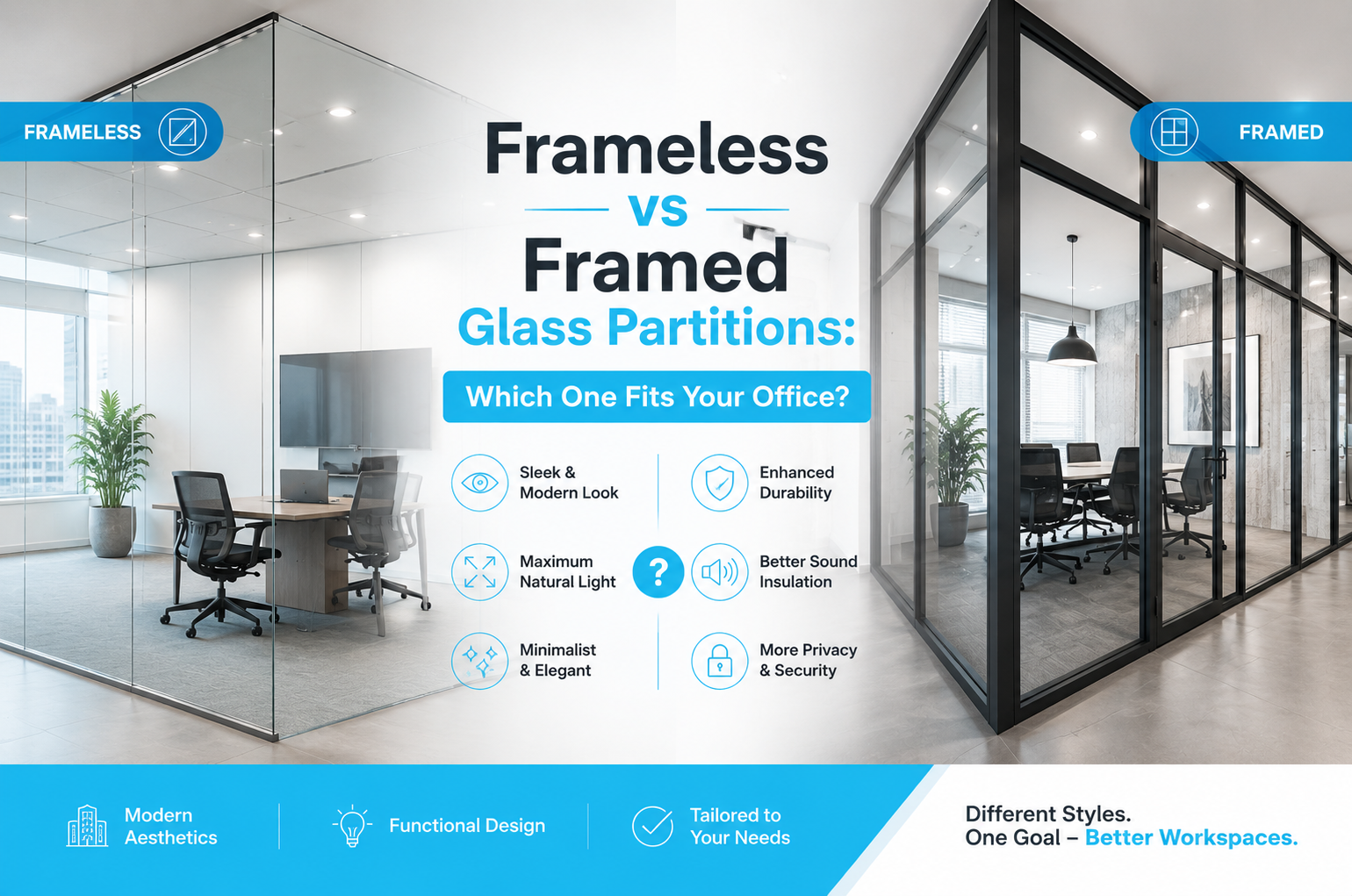 Frameless vs Framed Glass Partitions