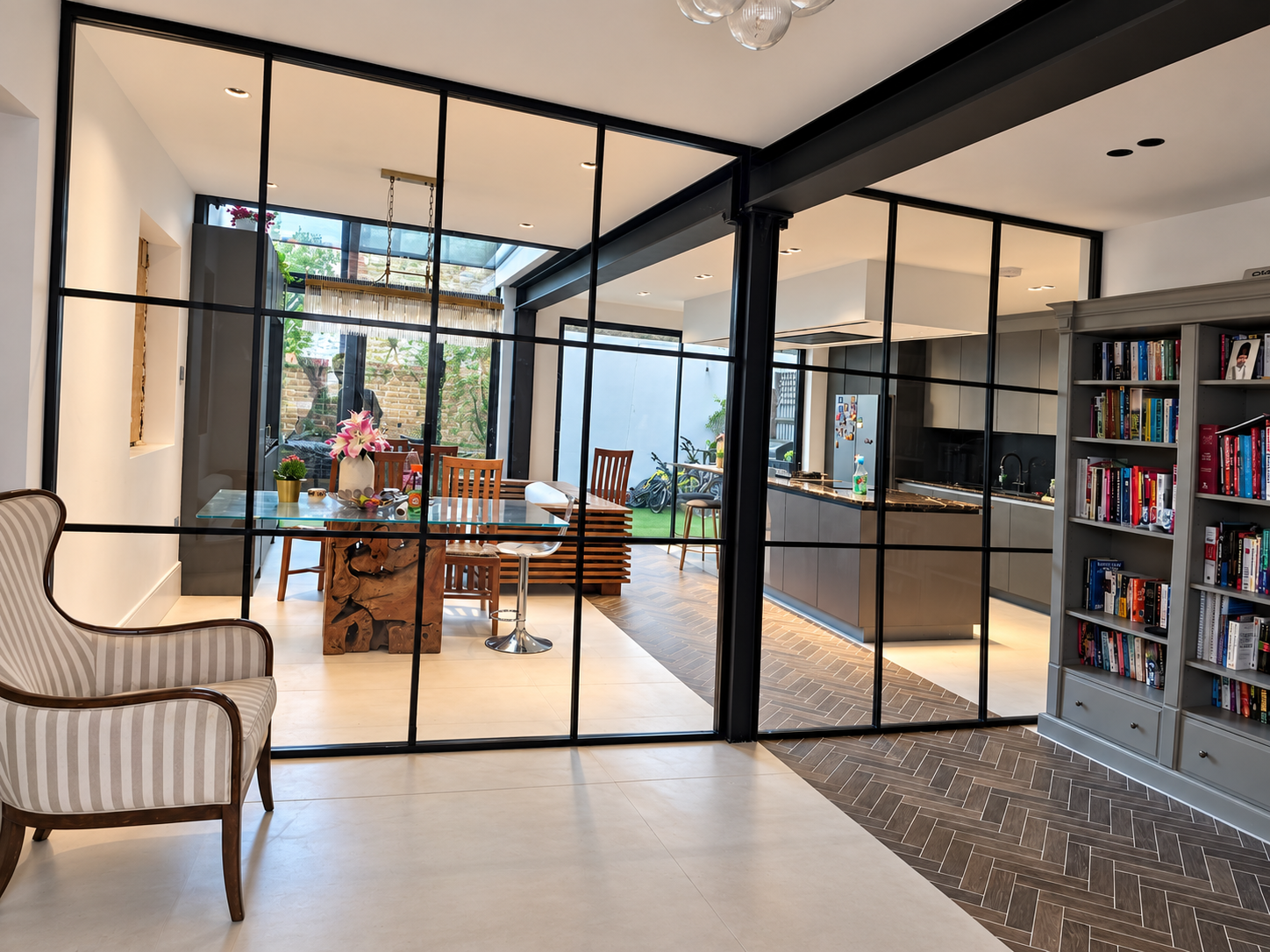 Double-glazed acoustic glass partition installed in a Battersea home